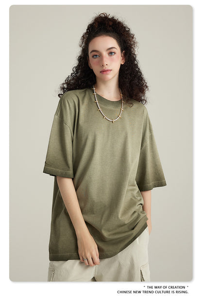 Washed Gradient Pure Cotton Sleeveless T-Shirt WN6075