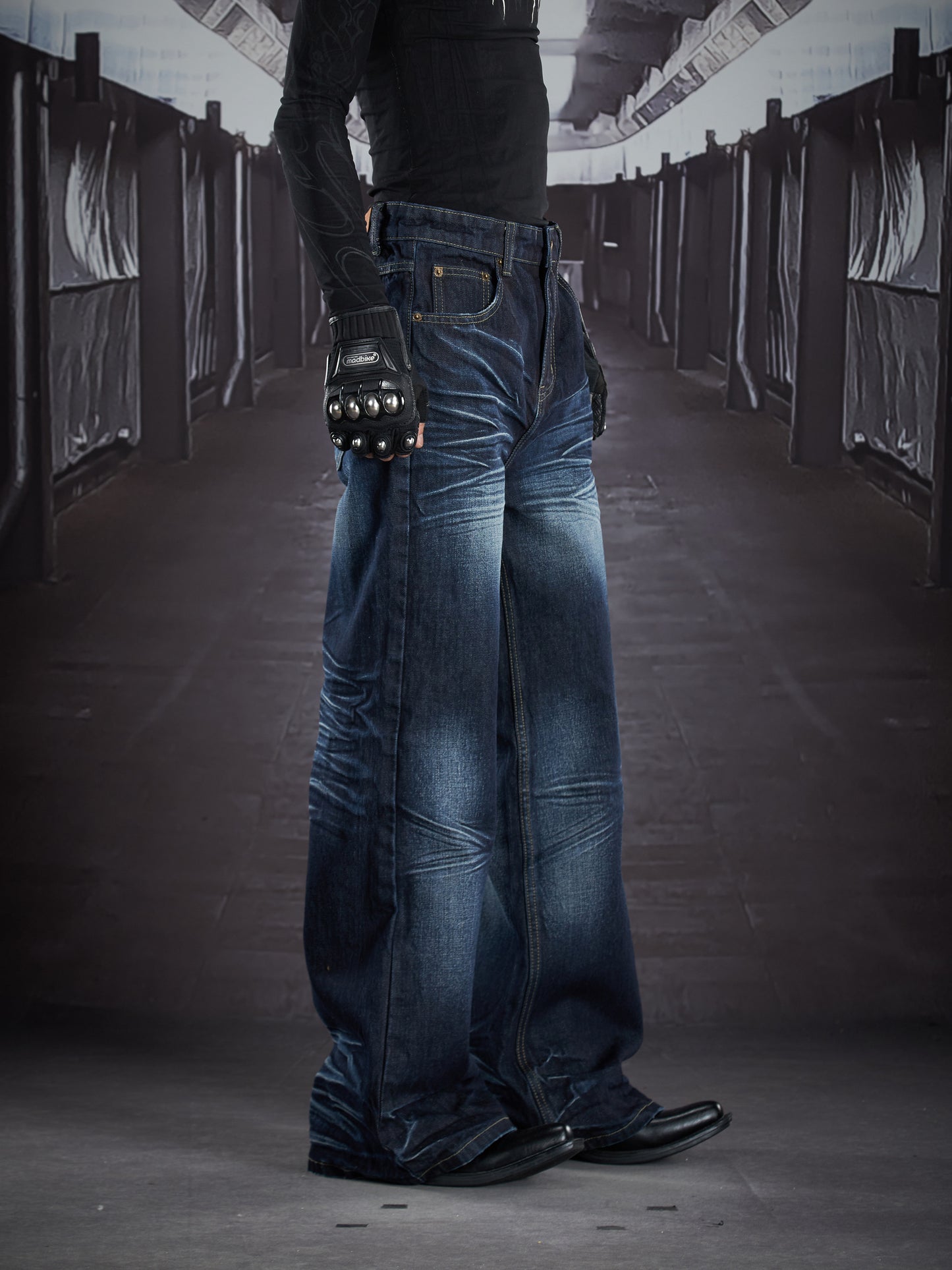 Art Whisker Honeycomb Wash Straight Denim Jeans WN22906
