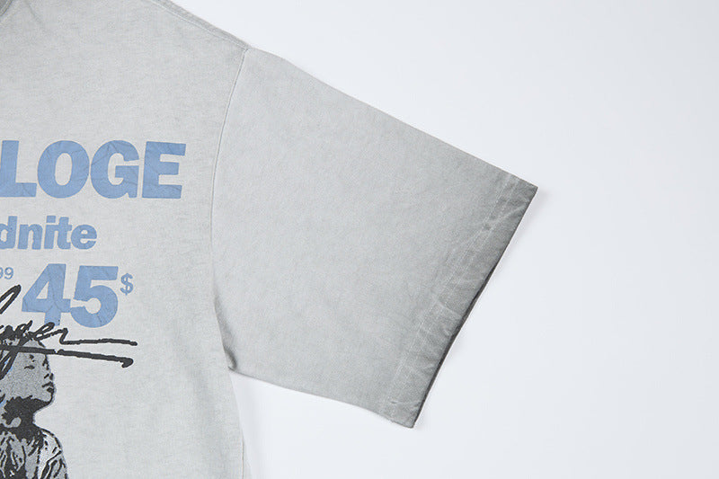 Washed Graphic Letter Print Short Sleeve T-Shirt WN25765