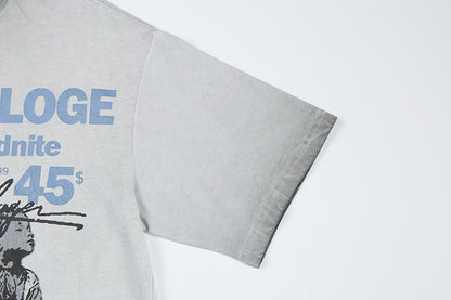 Washed Graphic Letter Print Short Sleeve T-Shirt WN25765