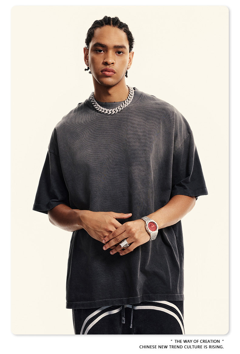 Washed Gradient Oversize Short Sleeve T-Shirt WN6070