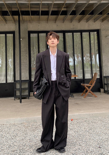 Double-Breasted Tailored Jacket & Wide Leg Trousers Setup WN20395