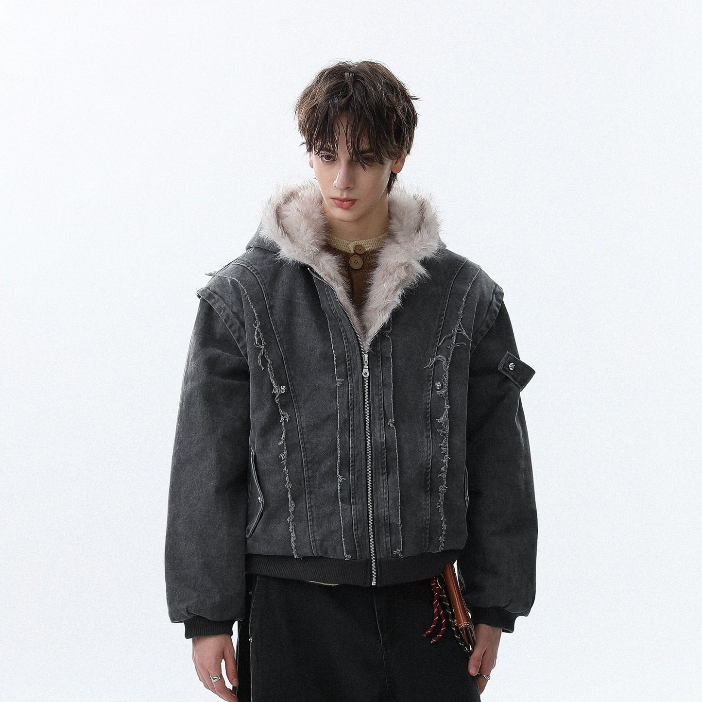 Colorblock Patch Thick Hooded Jacket WN22087