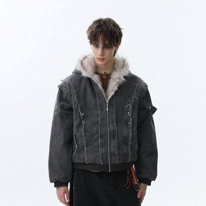 Colorblock Patch Thick Hooded Jacket WN22087