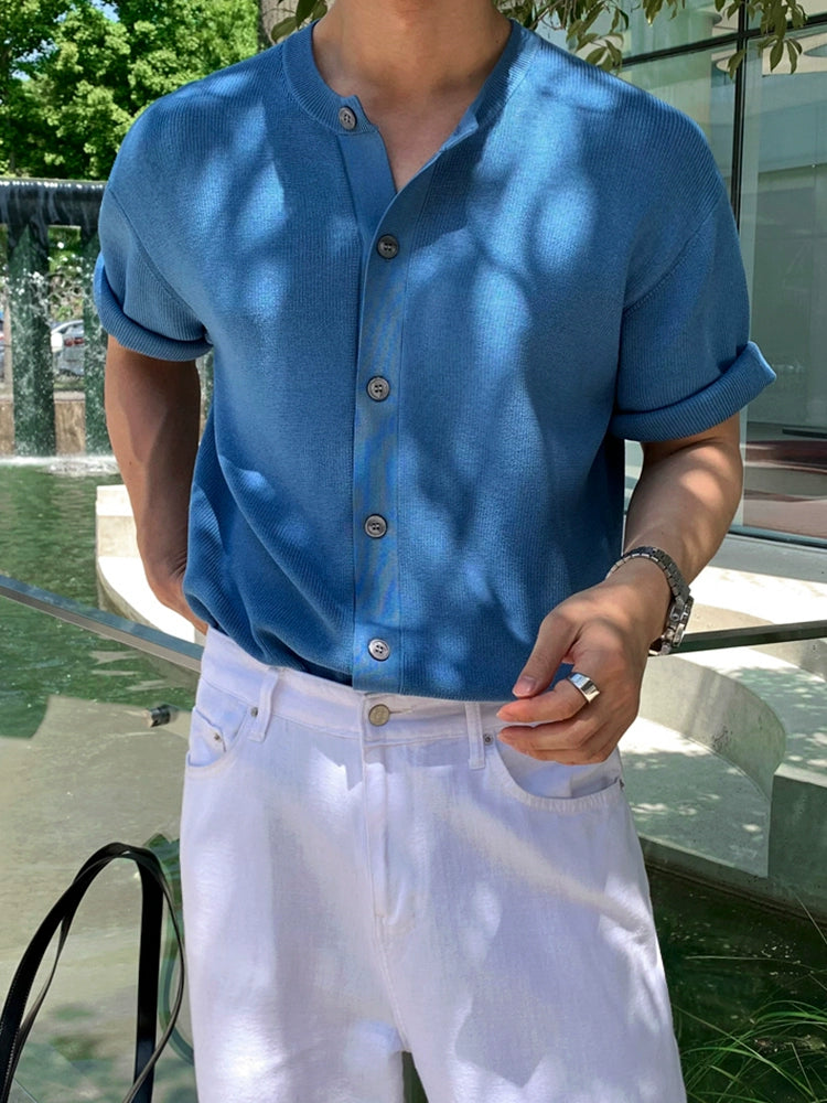 Simple Knit Short Sleeve Shirt WN20324