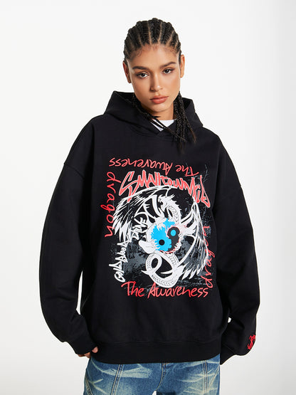 Dragon Graphic Print Pullover Hoodie WN11952