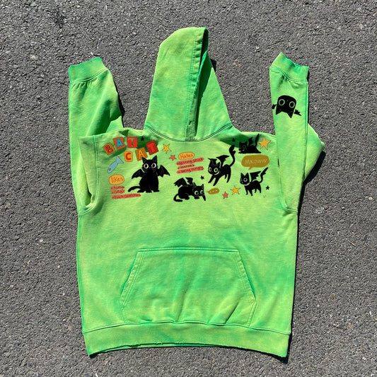 Cartoon Cat Print Heavyweight Hoodie WN16684