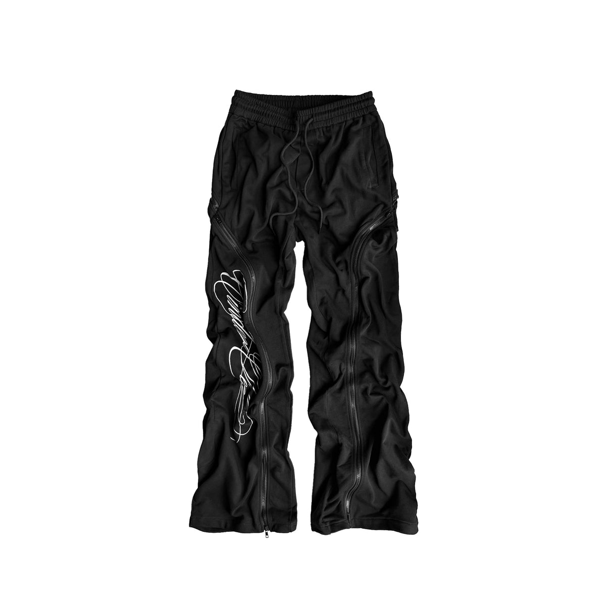 Zipper Script Print Sweatpants WN27060