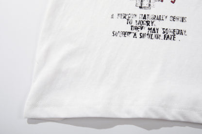 High-Neck Graphic Print Cotton Short Sleeve T-Shirt WN25578