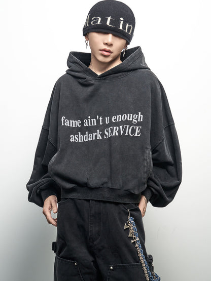 Washed Letter Print Oversized Hoodie WN22959