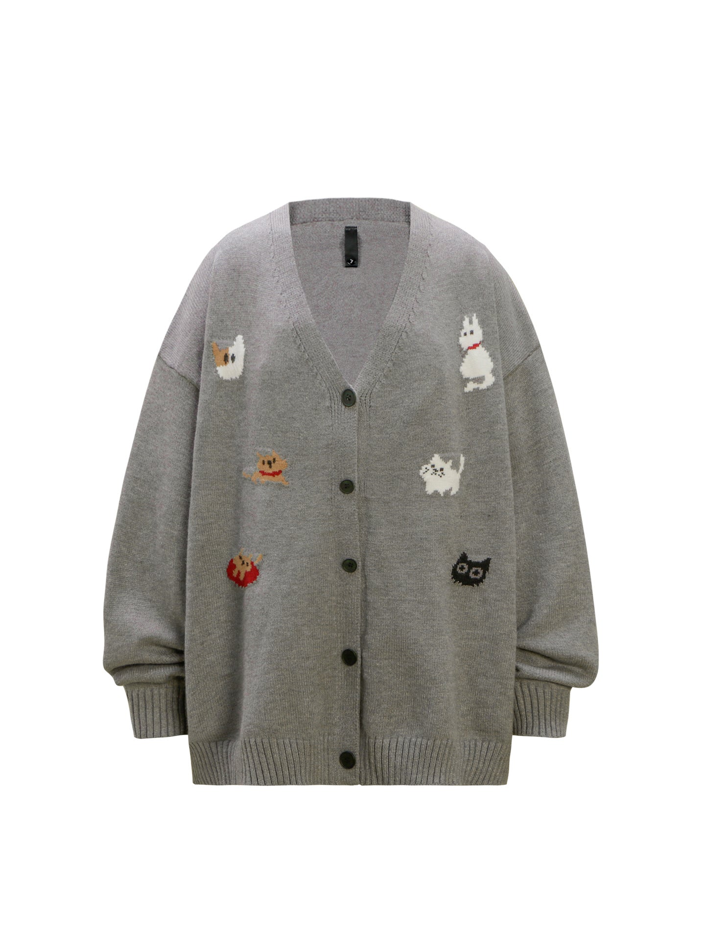 Cartoon Jacquard Oversize Knit Cardigan WN26380