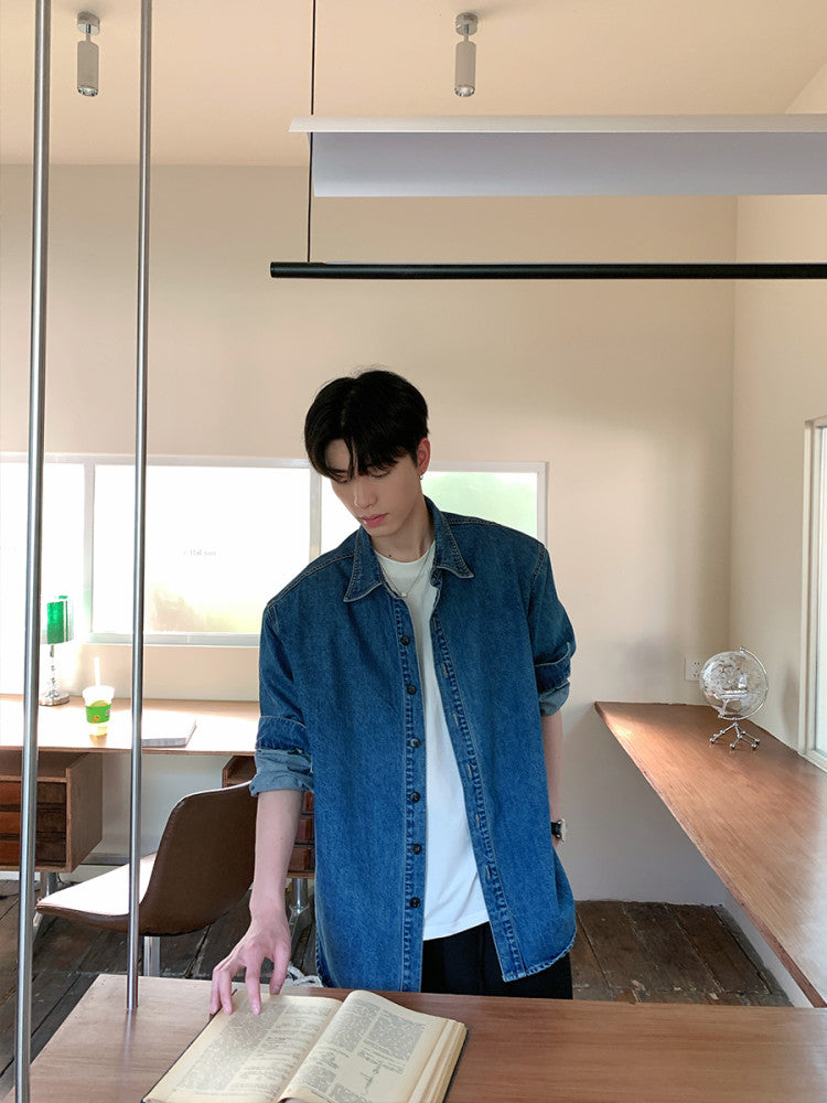 Oversize Denim Long Sleeve Shirt WN24934