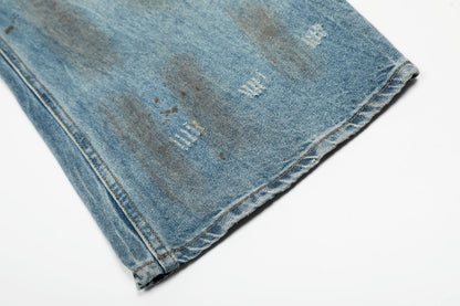 Washed Damage Barrel Denim Jeans WN26080