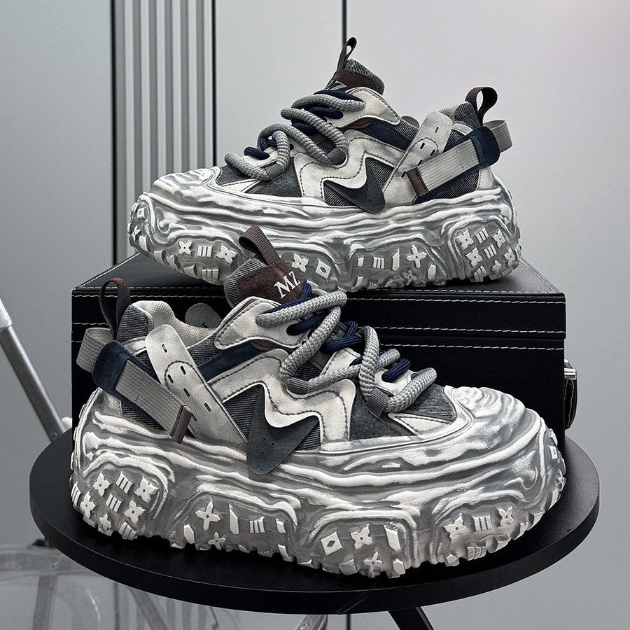 Strap Washed Platform Chunky Sole Sneaker WN24714