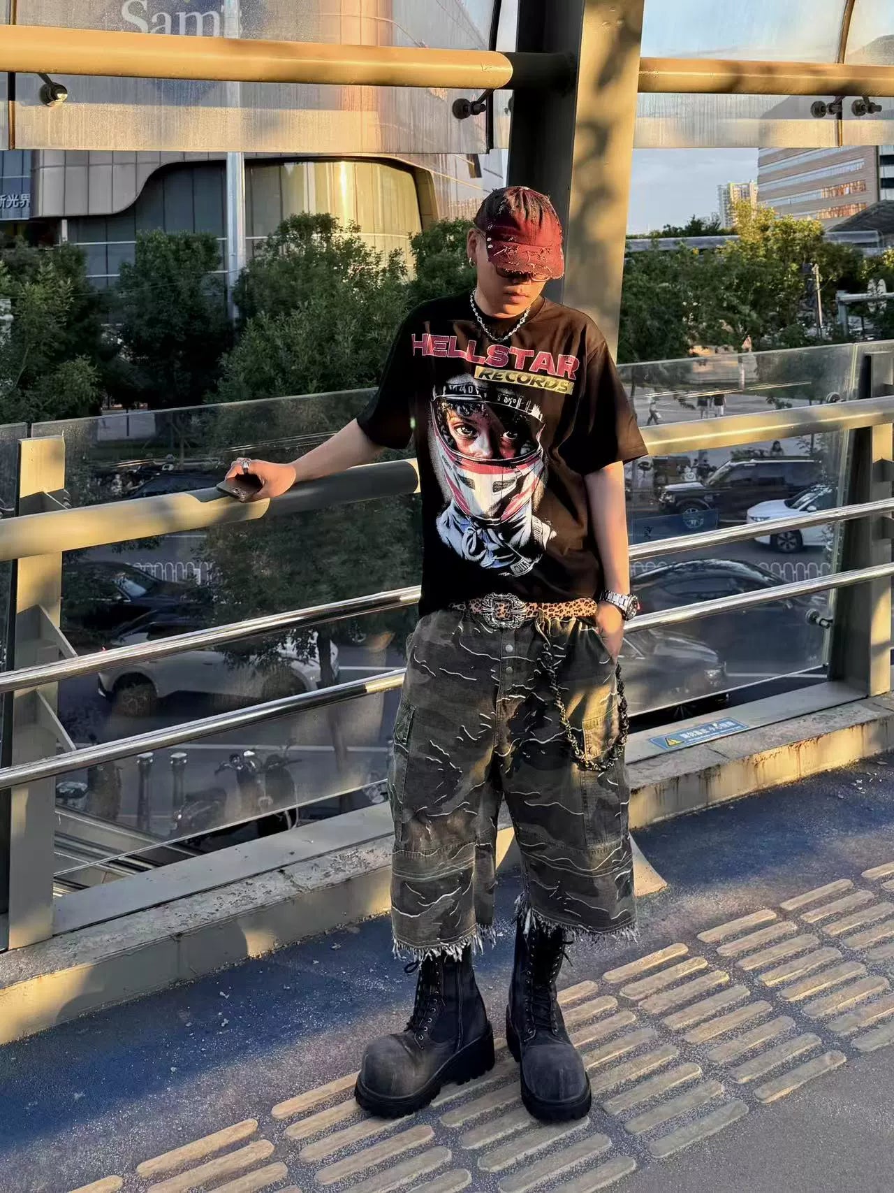 Washed Tie-Dye Damage Curved-Brim Cap WN21105