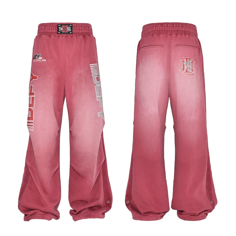 Graphic Print Zipper Hoodie & Washed Eyelet Pants Setup WN20837