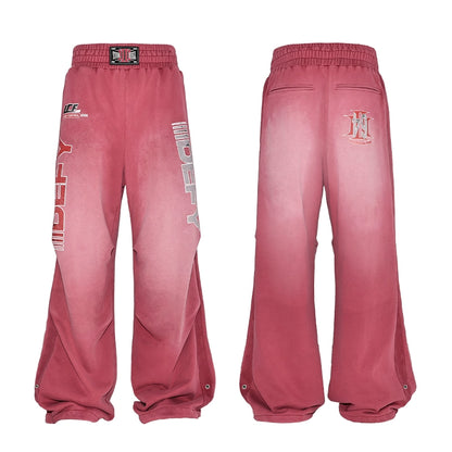 Graphic Print Zipper Hoodie & Washed Eyelet Pants Setup WN20837