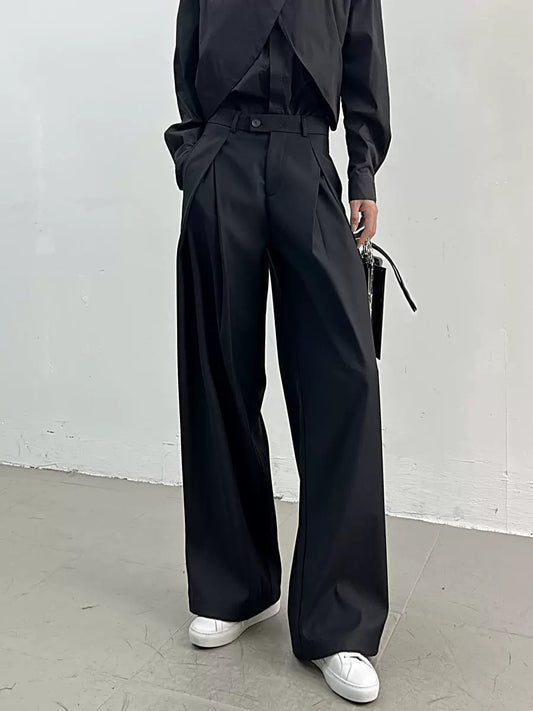 Cross-Waist Ruched Wide-Leg Trousers WN11676