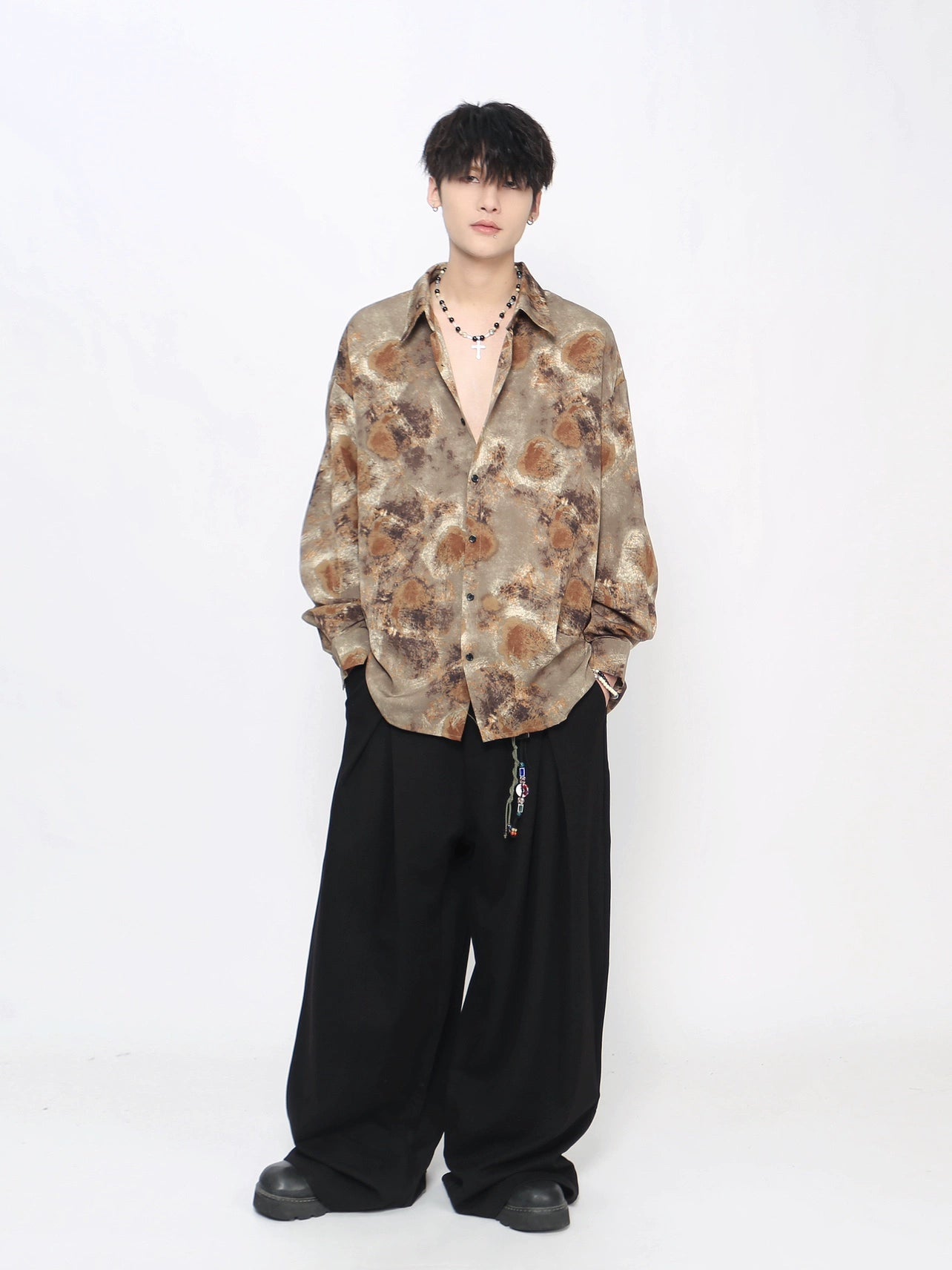 Tie-Dye Floral Print Long Sleeve Shirt WN21025