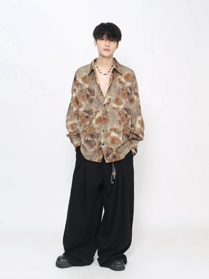 Tie-Dye Floral Print Long Sleeve Shirt WN21025