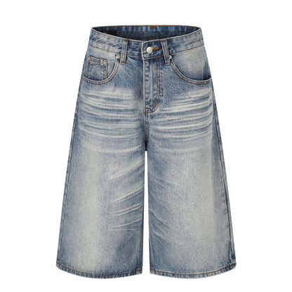 Washed Whisker Denim Half Jeans WN25790