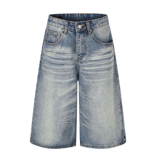 Washed Whisker Denim Half Jeans WN25790