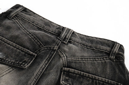 Patchwork Graffiti Wide Leg Denim Jeans WN27832