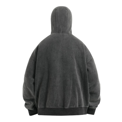 Washed Oversize Zipper Hoodie WN11358