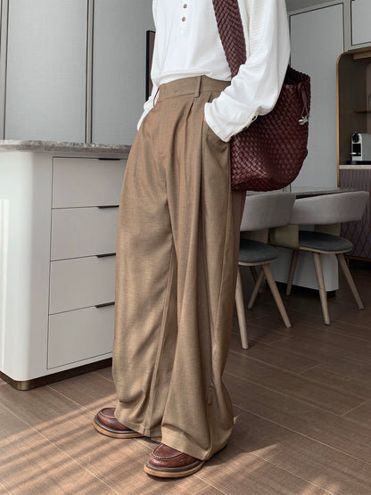 Drape Straight Wide Leg Trousers WN20473