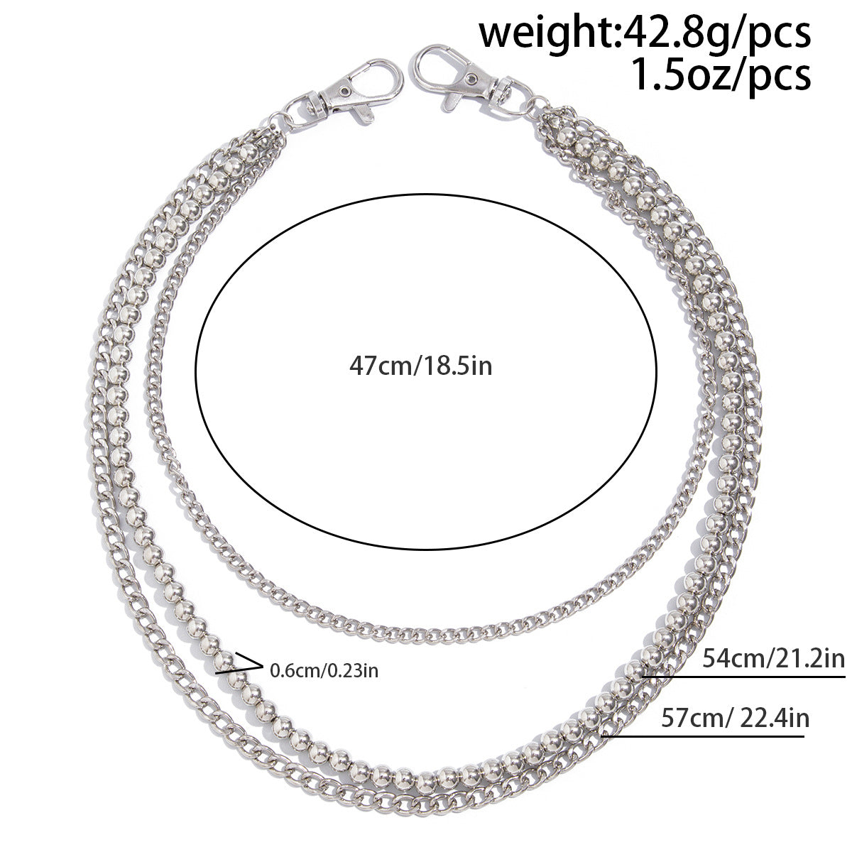Beads Metal Pants Chain WN21067