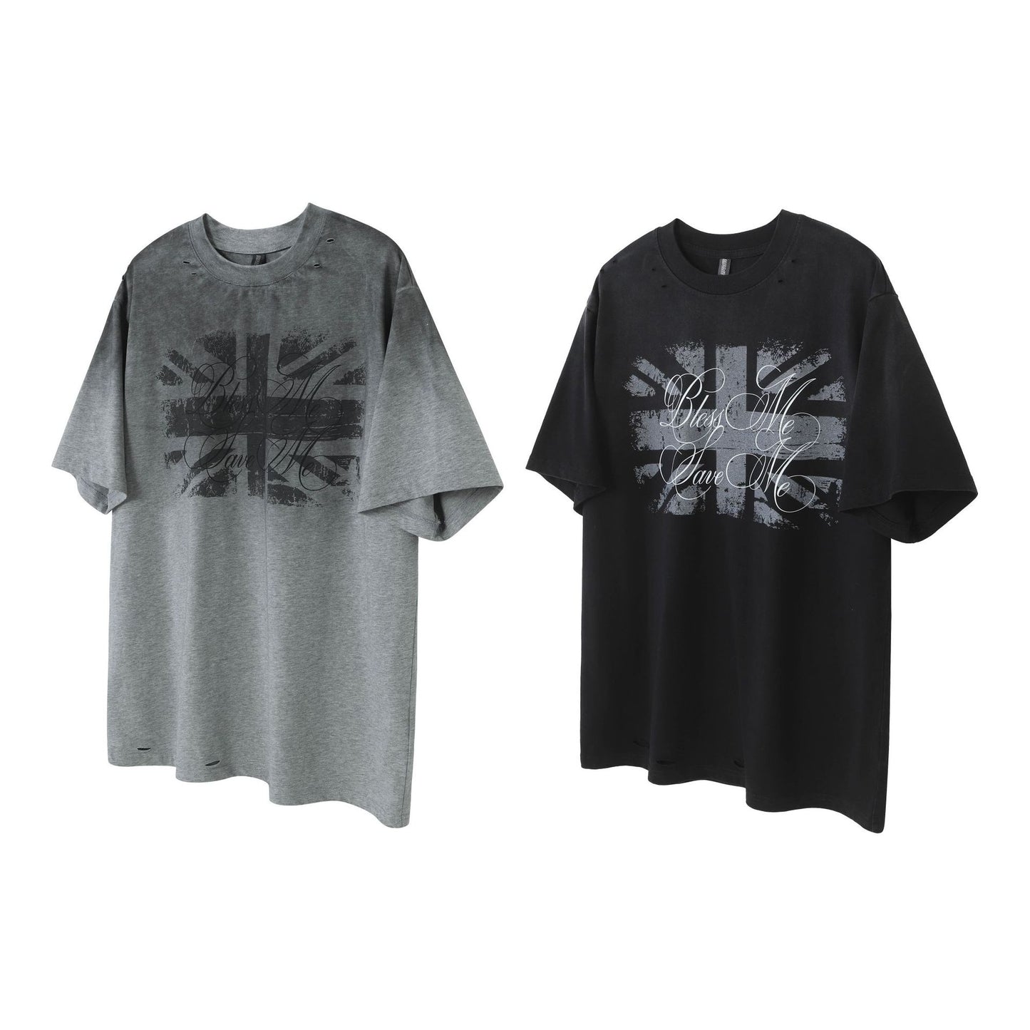 Damage Letter Print Short Sleeve T-Shirt WN25417
