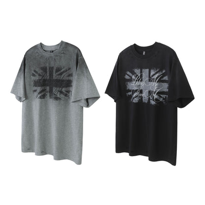 Damage Letter Print Short Sleeve T-Shirt WN25417