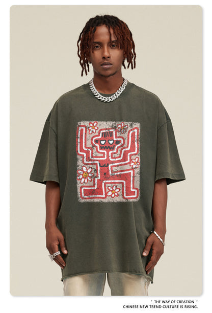 Washed Print Short Sleeve T-Shirt WN7824