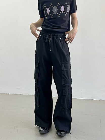 Multi-Pocket Wide-Leg Cargo Denim Pants WN11648