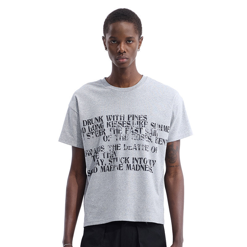 Letter Print Cropped Cotton Short Sleeve T-Shirt WN27087