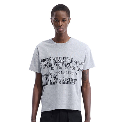 Letter Print Cropped Cotton Short Sleeve T-Shirt WN27087