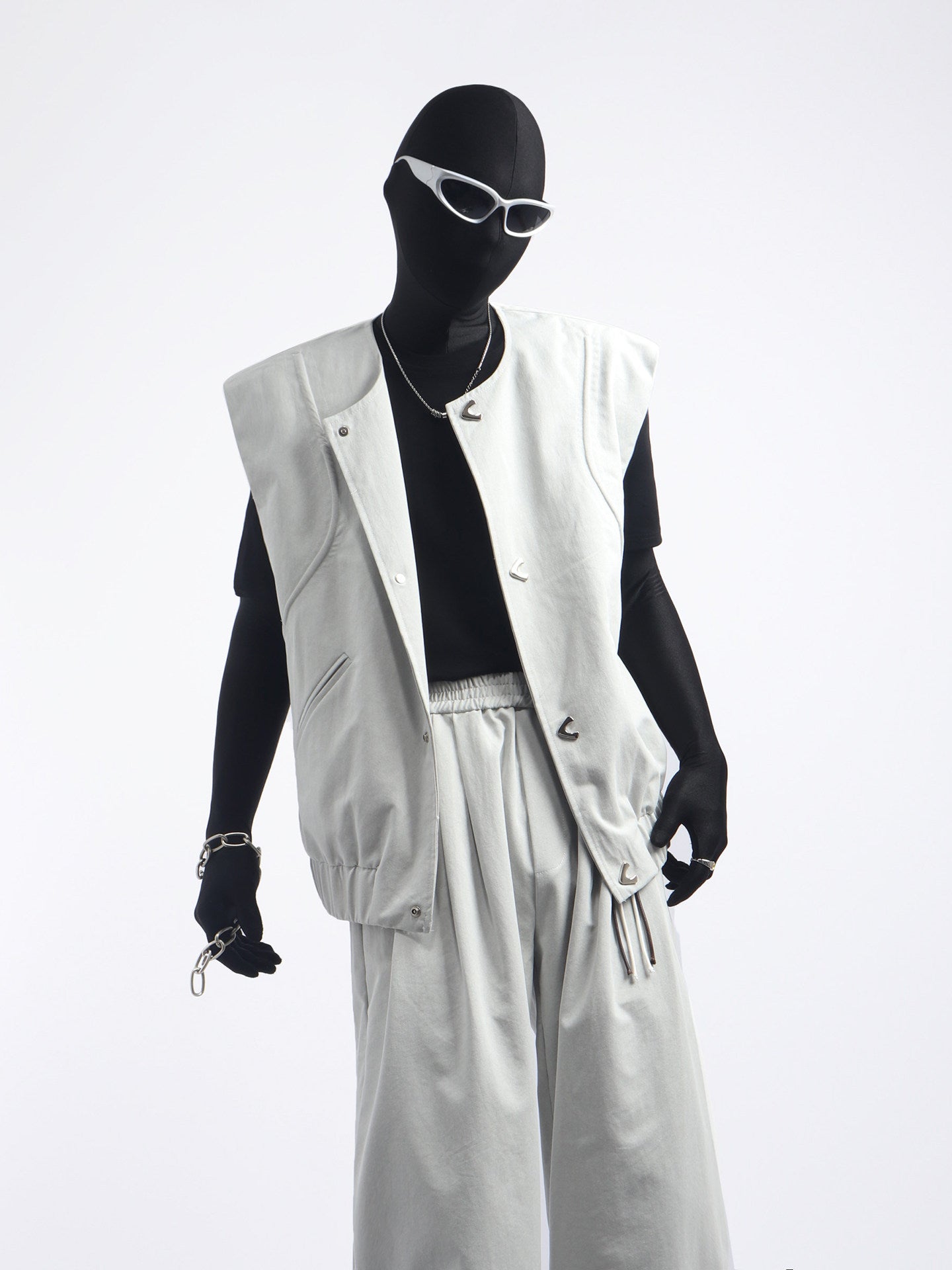 Seam Design Vest & Wide Leg Trousers Setup WN23669