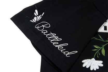 Floral Intricate Embroidery Short Sleeve T-Shirt WN26820