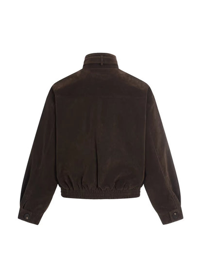 Suede Stand Neck Zipper Jacket WN27872