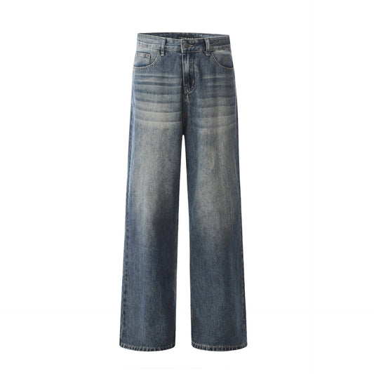 Washed Straight Denim Jeans WN12767