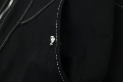 Metal Buttons Patchwork Hooded Jacket WN16109
