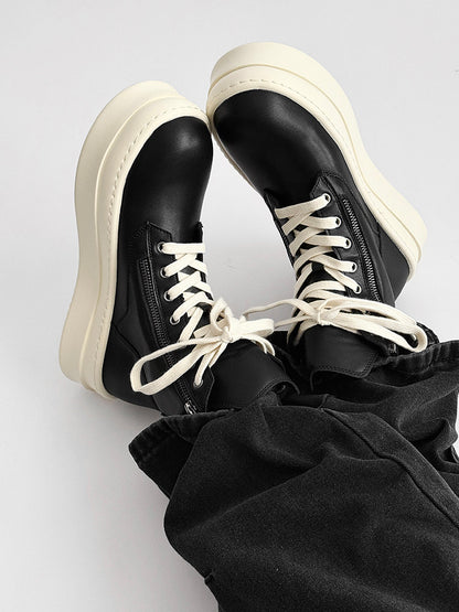 Lace Up Side Zipper Thick Sole Short Boots WN24561