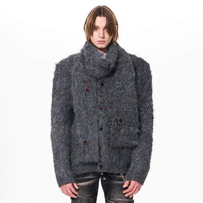 V-Neck Knit Cardigan & Scarf Set WN23266