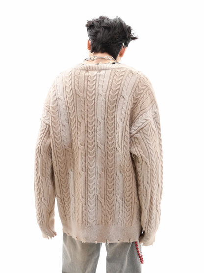 Oversize V-Neck Knit Sweater WN10337