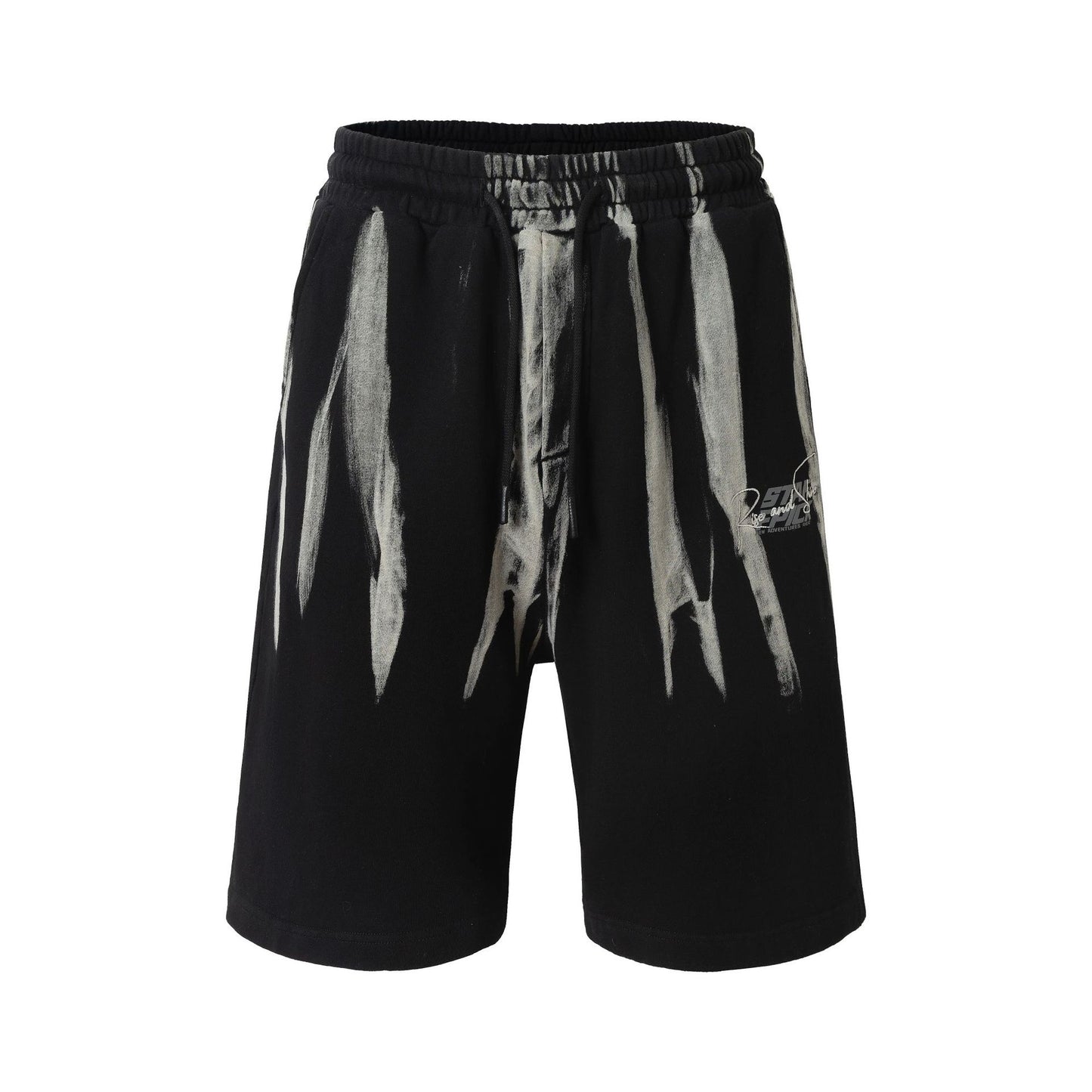 Drawstring Wash Tie-Dye Damage Half Sweatpants WN25589