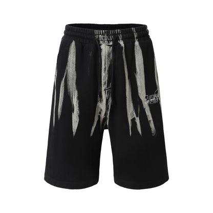 Drawstring Wash Tie-Dye Damage Half Sweatpants WN25589