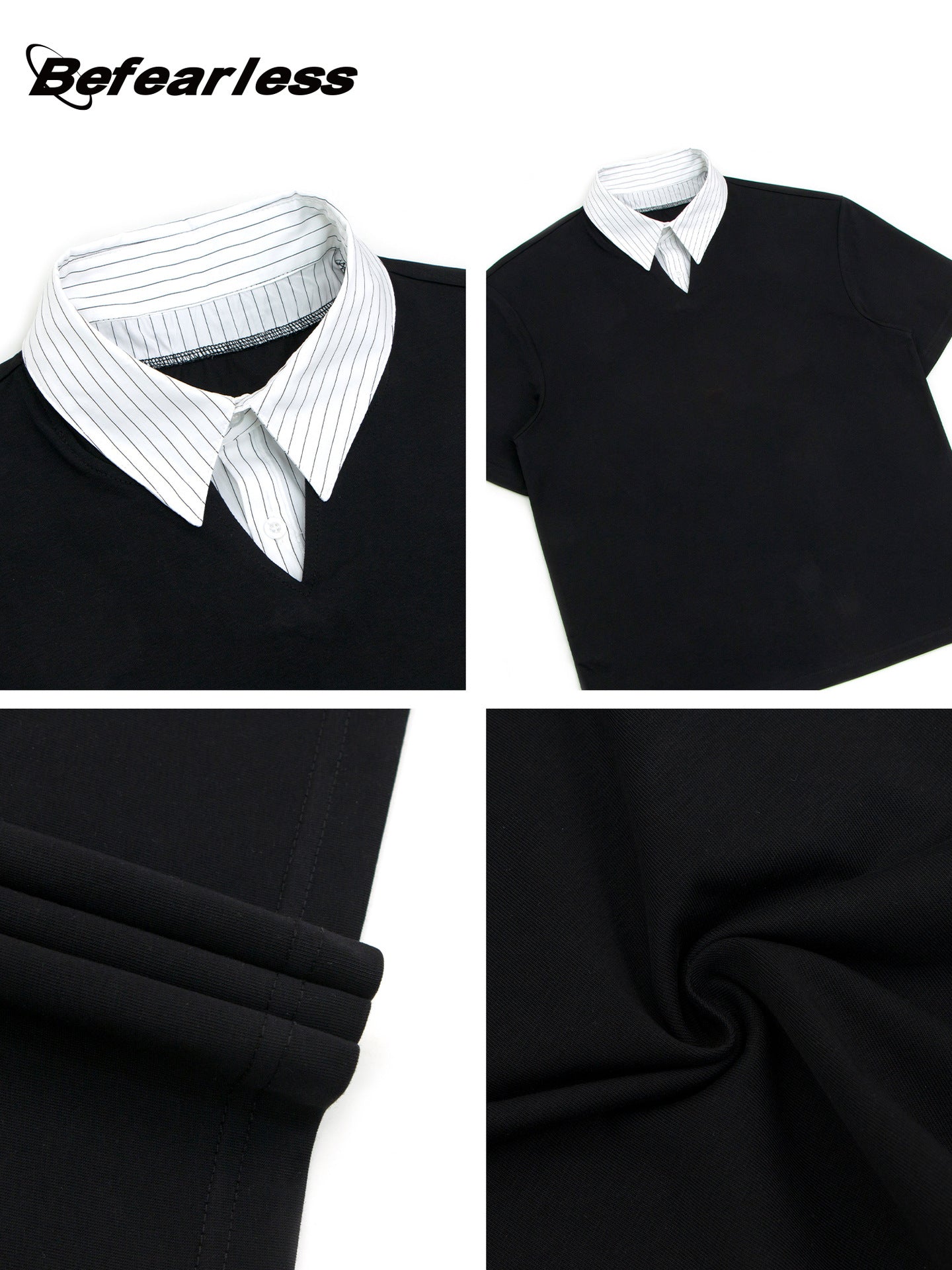 Sorona Fake Layered Collared Short Sleeve T-Shirt WN26395