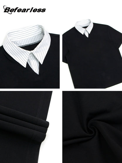 Sorona Fake Layered Collared Short Sleeve T-Shirt WN26395