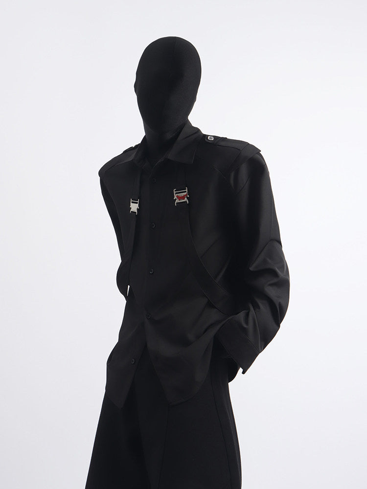 Harness Strap Design Long Sleeve Shirt WN23702
