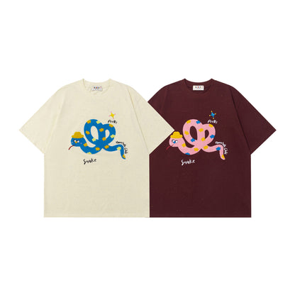 Cartoon Snake Print Short Sleeve T-Shirt WN26756